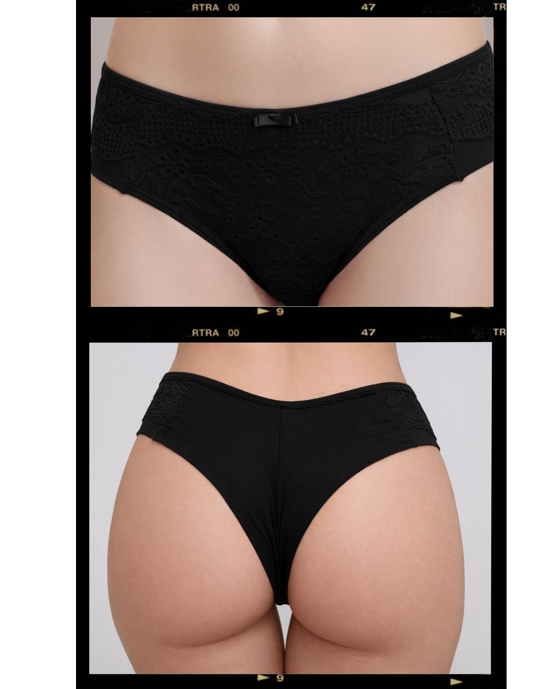 Calcinha preta em renda lese com modelagem fio duplo, confort&aacute;vel e invis&iacute;vel sob a roupa. Dispon&iacute;vel nos tamanhos M, G e GG.